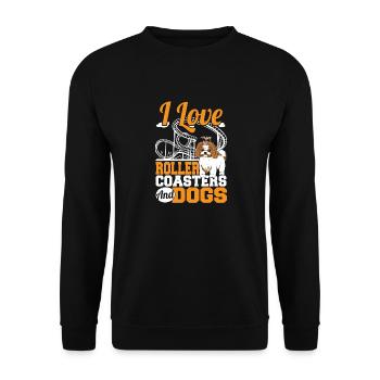 I Love Roller Coasters And Dogs Amusement Park The - Unisex Pullover - Schwarz - Vorne - Alina (178cm) & Michal (187cm)