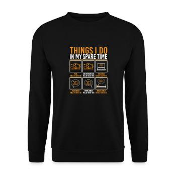 Things I Do In My Spare Time Theme Park Roller Coa - Unisex Sweatshirt - black - Front - Alina (178cm) & Michal (187cm)
