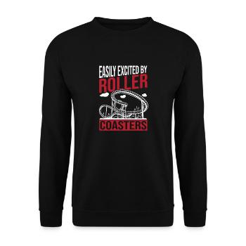 Theme Park Vacation Easily Excited By Roller Coast - Unisex Sweatshirt - black - Front - Alina (178cm) & Michal (187cm)
