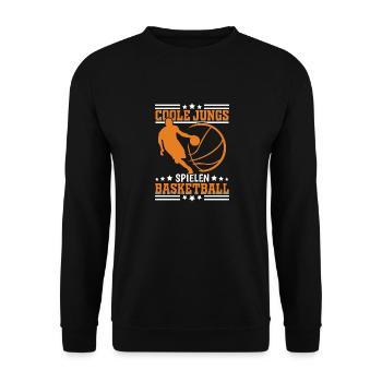 Geschenk für Junge Jungs spielen Basketball - Unisex Pullover - Schwarz - Vorne - Alina (178cm) & Michal (187cm)