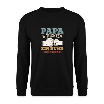 Papa & Tochter - Ein Bund fürs Leben - Vatertags - Unisex Pullover - Schwarz - Vorne - Alina (178cm) & Michal (187cm)
