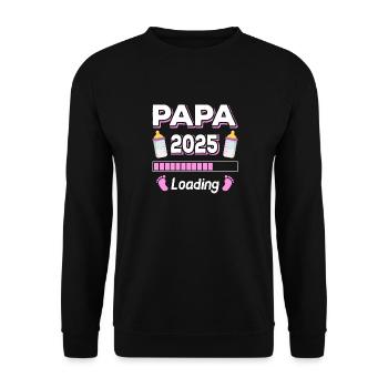 Papa Loading 2025 Père Fête des Pères - Sweat-shirt Unisexe - noir - Devant - Alina (178cm) & Michal (187cm)