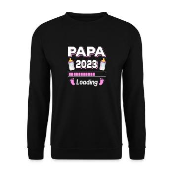 Papa Loading 2023 Père Fête des Pères - Sweat-shirt Unisexe - noir - Devant - Alina (178cm) & Michal (187cm)