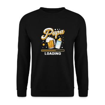 Papa Loading Père Pères Buveur de bière Fête des pères - Sweat-shirt Unisexe - noir - Devant - Alina (178cm) & Michal (187cm)