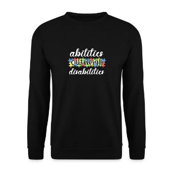 Autism awareness - abilities predominate - Unisex Sweatshirt - black - Front - Alina (178cm) & Michal (187cm)