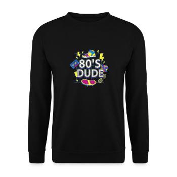 80's Dude Achtziger Mann - Unisex Pullover - Schwarz - Vorne - Alina (178cm) & Michal (187cm)
