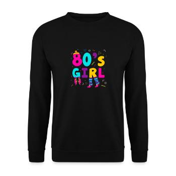 80's Girl Achtziger Frau - Unisex Pullover - Schwarz - Vorne - Alina (178cm) & Michal (187cm)
