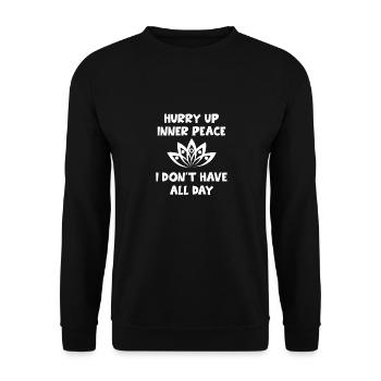 Yoga Geschenk für Yogis Meditation Geschenkidee Om - Unisex Pullover - Schwarz - Vorne - Alina (178cm) & Michal (187cm)