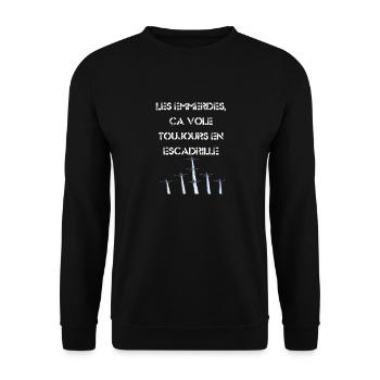 Les emmerdes arrivent toujours en escadrilles - Sweat-shirt Unisexe - noir - Devant - Alina (178cm) & Michal (187cm)