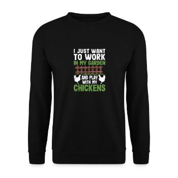 Ich möchte nur in meinem Garten arbeiten und mit - Unisex Pullover - Schwarz - Vorne - Alina (178cm) & Michal (187cm)