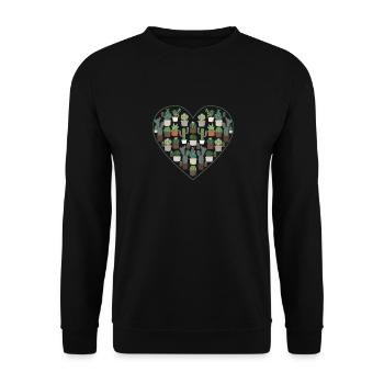 Sukkulente Kaktus Succa Lover Herz Pflanze - Unisex Pullover - Schwarz - Vorne - Alina (178cm) & Michal (187cm)