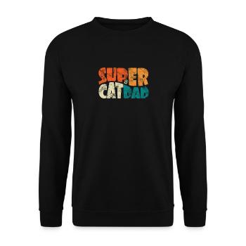 Super Cat Dad for the Best Cat Dad Ever Retro - Unisex Sweatshirt - black - Front - Alina (178cm) & Michal (187cm)