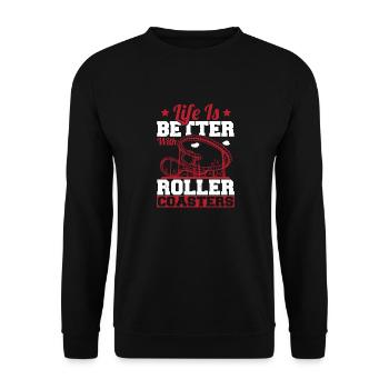 Theme Park Vacation Life Is Better With Roller Coa - Unisex Sweatshirt - black - Front - Alina (178cm) & Michal (187cm)