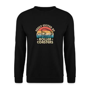 Easily Excited By Roller Coasters Theme Park Vacat - Unisex Sweatshirt - black - Front - Alina (178cm) & Michal (187cm)