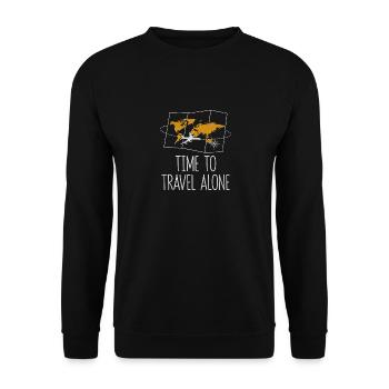 Time to Travel Alone Traveler Road Trip - Unisex Sweatshirt - black - Front - Alina (178cm) & Michal (187cm)