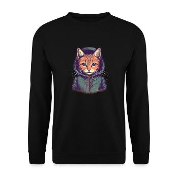 Süße und coole Katze mit Pulver - Unisex Pullover - Schwarz - Vorne - Alina (178cm) & Michal (187cm)