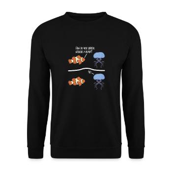 Qualle Meerestier Tauchen Quallen - Unisex Pullover - Schwarz - Vorne - Alina (178cm) & Michal (187cm)