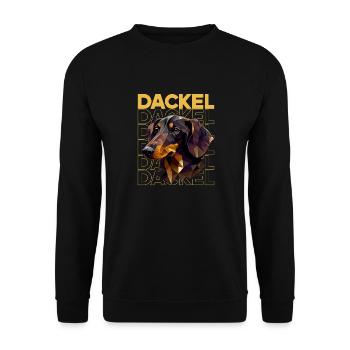Rauhaardackel Dachshund Hund Hunde Welpe Dackel - Unisex Pullover - Schwarz - Vorne - Alina (178cm) & Michal (187cm)