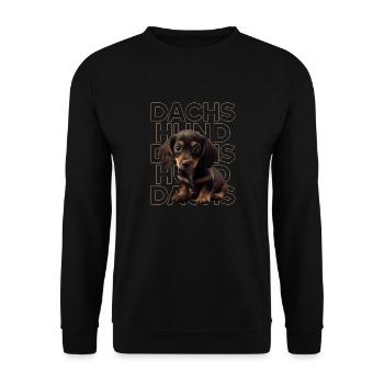 Rauhaardackel Dachshund Hund Hunde Welpe Dackel - Unisex Pullover - Schwarz - Vorne - Alina (178cm) & Michal (187cm)