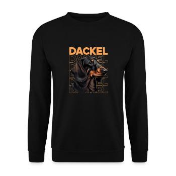 Rauhaardackel Dachshund Hund Hunde Welpe Dackel - Unisex Pullover - Schwarz - Vorne - Alina (178cm) & Michal (187cm)