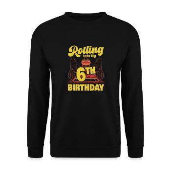 Rolling Into My 6th Birthday Amusement Park Roller - Unisex Sweatshirt - black - Front - Alina (178cm) & Michal (187cm)