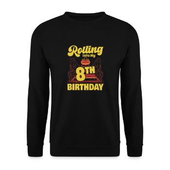 Rolling Into My 8th Birthday Amusement Park Roller - Unisex Sweatshirt - black - Front - Alina (178cm) & Michal (187cm)