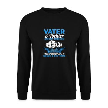 Vater & Tochter - nicht immer einer meinung - Unisex Pullover - Schwarz - Vorne - Alina (178cm) & Michal (187cm)