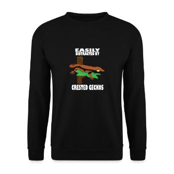 Ablenkt von Haubengeckos, Echsen, Reptilien - Unisex Pullover - Schwarz - Vorne - Alina (178cm) & Michal (187cm)