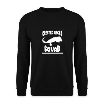 Crested Gecko Squad Lustiges Sprichwort Reptilien - Unisex Pullover - Schwarz - Vorne - Alina (178cm) & Michal (187cm)