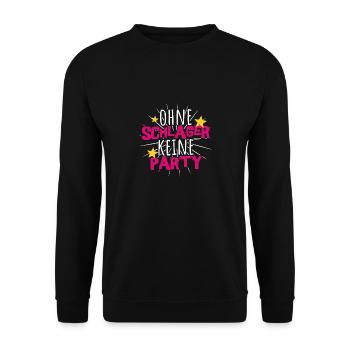 Schlager Party Outfit Kostüm - Unisex Pullover - Schwarz - Vorne - Alina (178cm) & Michal (187cm)
