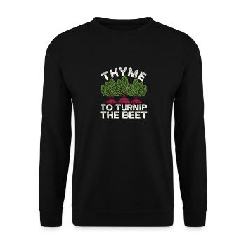 Thyme to the turnip The turnip funny Gardening - Unisex Sweatshirt - black - Front - Alina (178cm) & Michal (187cm)