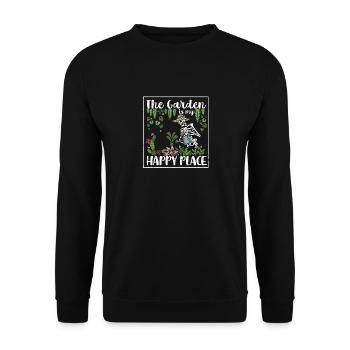 Der Garten ist mein glücklicher Ort Lustige Garten - Unisex Pullover - Schwarz - Vorne - Alina (178cm) & Michal (187cm)