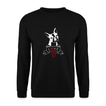 Love Dog Bouledogue - blanc - Sweat-shirt Unisexe - noir - Devant - Alina (178cm) & Michal (187cm)