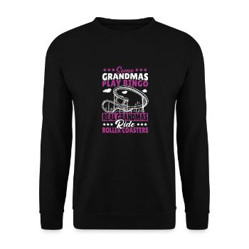 Theme Park Grandmother Amusement Park Roller Coast - Unisex Pullover - Schwarz - Vorne - Alina (178cm) & Michal (187cm)