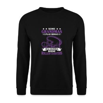Roller Coaster Grandma Grandmother Amusement Park - Unisex Pullover - Schwarz - Vorne - Alina (178cm) & Michal (187cm)