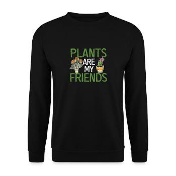Pflanzen sind meine Freunde Lustige Gartenarbeit - Unisex Pullover - Schwarz - Vorne - Alina (178cm) & Michal (187cm)