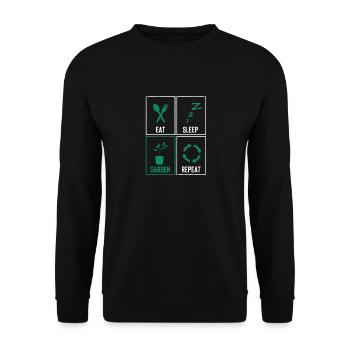 Eat Sleep Garden Repeat Funny Gardening Farmer - Unisex Sweatshirt - black - Front - Alina (178cm) & Michal (187cm)
