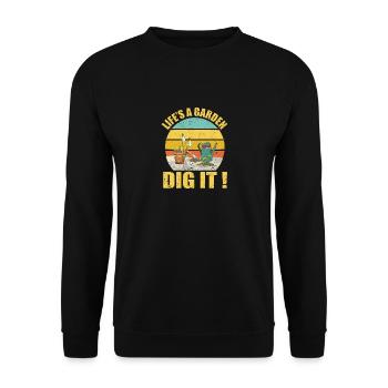 Life's a Garden Dig It Funny Farmer Gardening - Unisex Sweatshirt - black - Front - Alina (178cm) & Michal (187cm)
