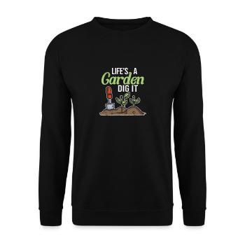 La vie est un jardin Creusez-le drôle Jardinage fermier - Sweat-shirt Unisexe - noir - Devant - Alina (178cm) & Michal (187cm)