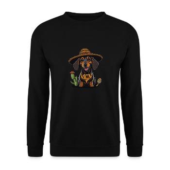 Teckel Cinco de Mayo Fiesta Cactus & Sombrero - Sweat-shirt Unisexe - noir - Devant - Alina (178cm) & Michal (187cm)