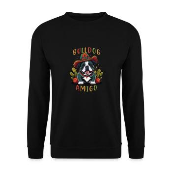 Bulldogge Amigo Sombrero Mexikanische Bulldogge - Unisex Pullover - Schwarz - Vorne - Alina (178cm) & Michal (187cm)