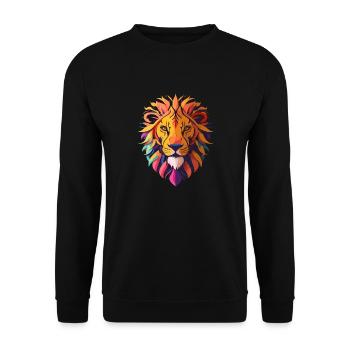 WILDES LÖWENDESIGN BUNT - Unisex Pullover - Schwarz - Vorne - Alina (178cm) & Michal (187cm)