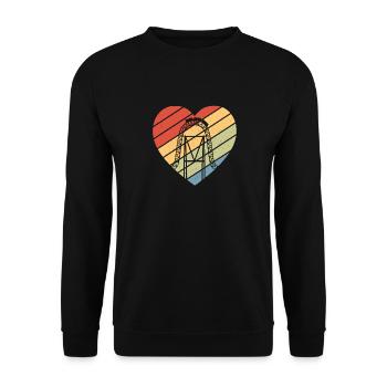 Theme Park Vacation Retro Heart Roller Coaster - Unisex Sweatshirt - black - Front - Alina (178cm) & Michal (187cm)