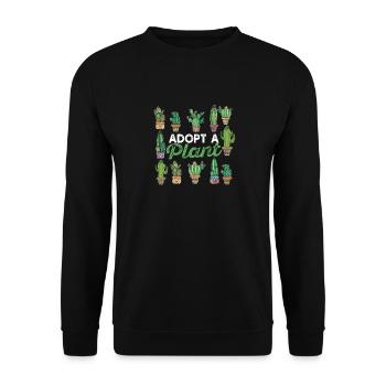 Adoptieren Sie eine Pflanze Lustige Gartenarbeit - Unisex Pullover - Schwarz - Vorne - Alina (178cm) & Michal (187cm)