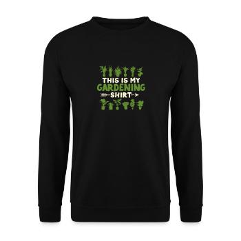 Dies ist mein Gartenarbeit Shirt lustig Gärtner - Unisex Pullover - Schwarz - Vorne - Alina (178cm) & Michal (187cm)