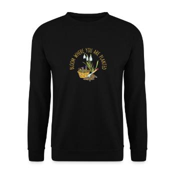 Bloom Where You Are Planted Gardening Plant - Unisex Sweatshirt - black - Front - Alina (178cm) & Michal (187cm)