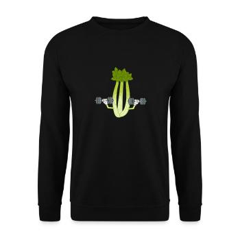 Sellerie Workout Ironic Gym Powerlifting Lauch - Unisex Pullover - Schwarz - Vorne - Alina (178cm) & Michal (187cm)