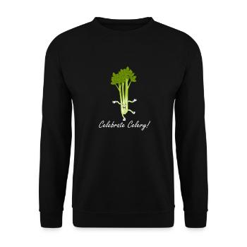 Célébration du céleri : proverbe ironique : - Sweat-shirt Unisexe - noir - Devant - Alina (178cm) & Michal (187cm)