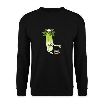 Celery Chef Ironic Cute Leek Vegetables - Unisex Sweatshirt - black - Front - Alina (178cm) & Michal (187cm)