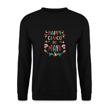 Frohes Cinco de Mayo Buntes Festliches Cinco de - Unisex Pullover - Schwarz - Vorne - Alina (178cm) & Michal (187cm)